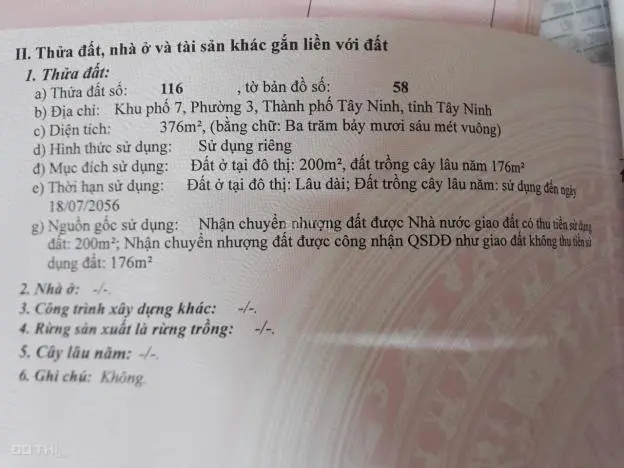 ĐẤT HẺM Ô TÔ THÀNH PHỐ TÂY NINH, 255 TRIỆU/MÉT NGANG. CÓ THƯƠNG LƯỢNG