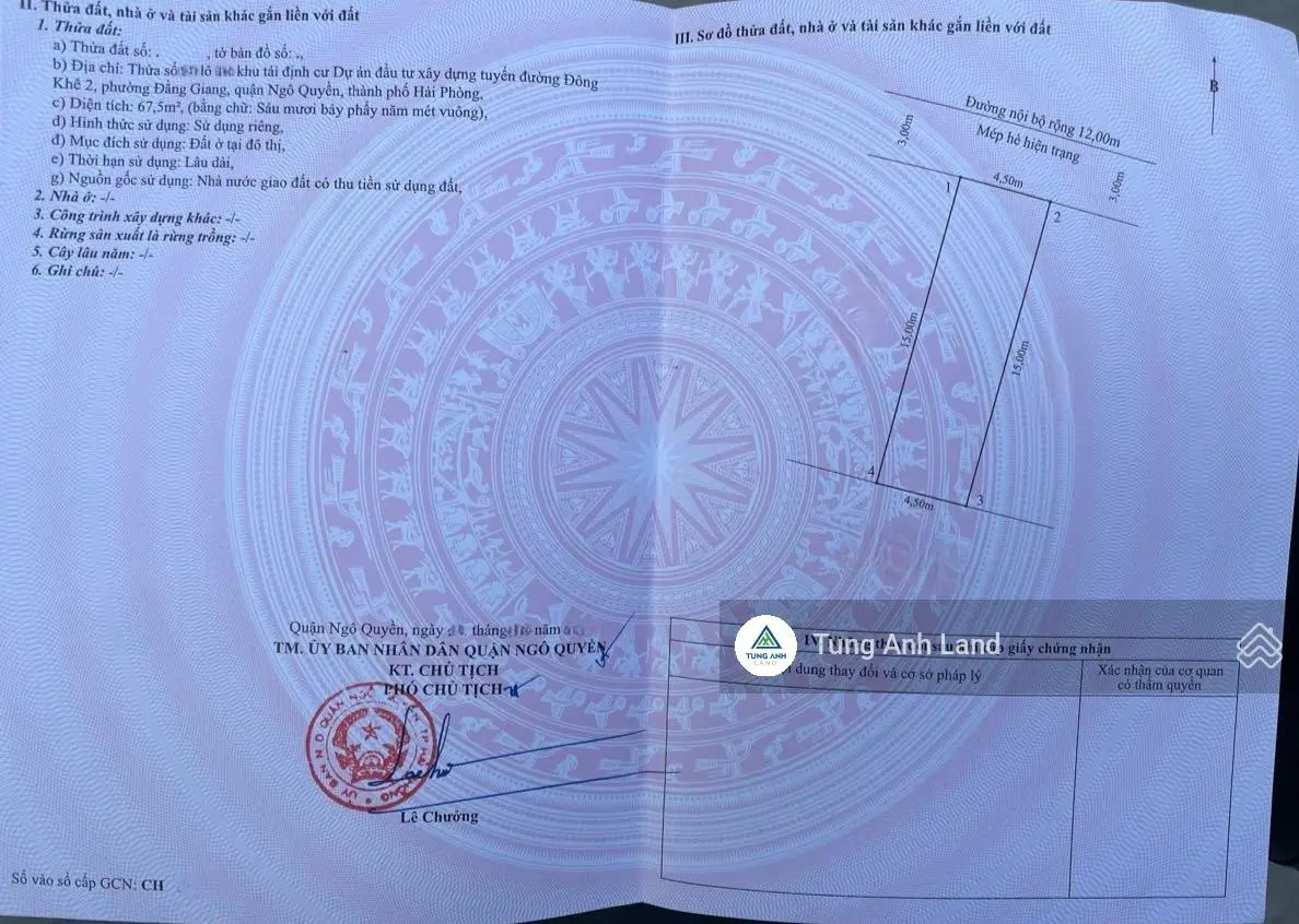 Bán nhanh lô đất 67,5m2 B1 TĐC Cây Đa, Đằng Giang