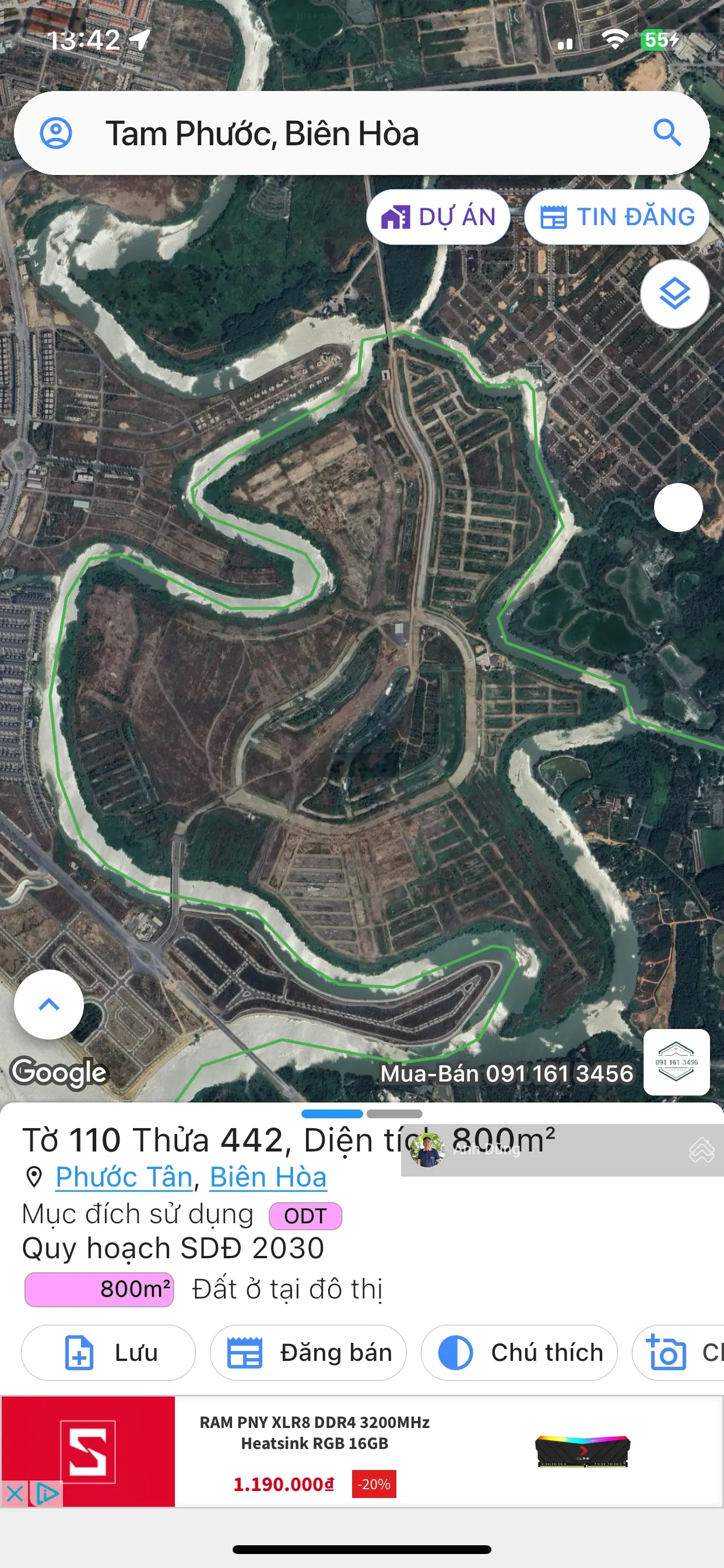 Chính chủ cần bán nhanh nền đất dinh thự 800m2 trong dự án Biên Hoà New City, sân golf Long Thành