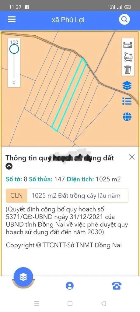 Bán 2.028m2 đất trồng cây lâu năm ,Phú lợi 1 tỷ 4