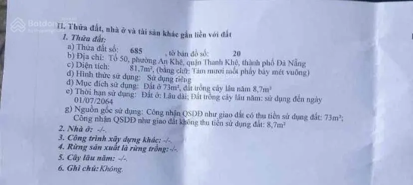 Bán đất mặt tiền đường 7m5 nguyễn phước nguyên thanh khê